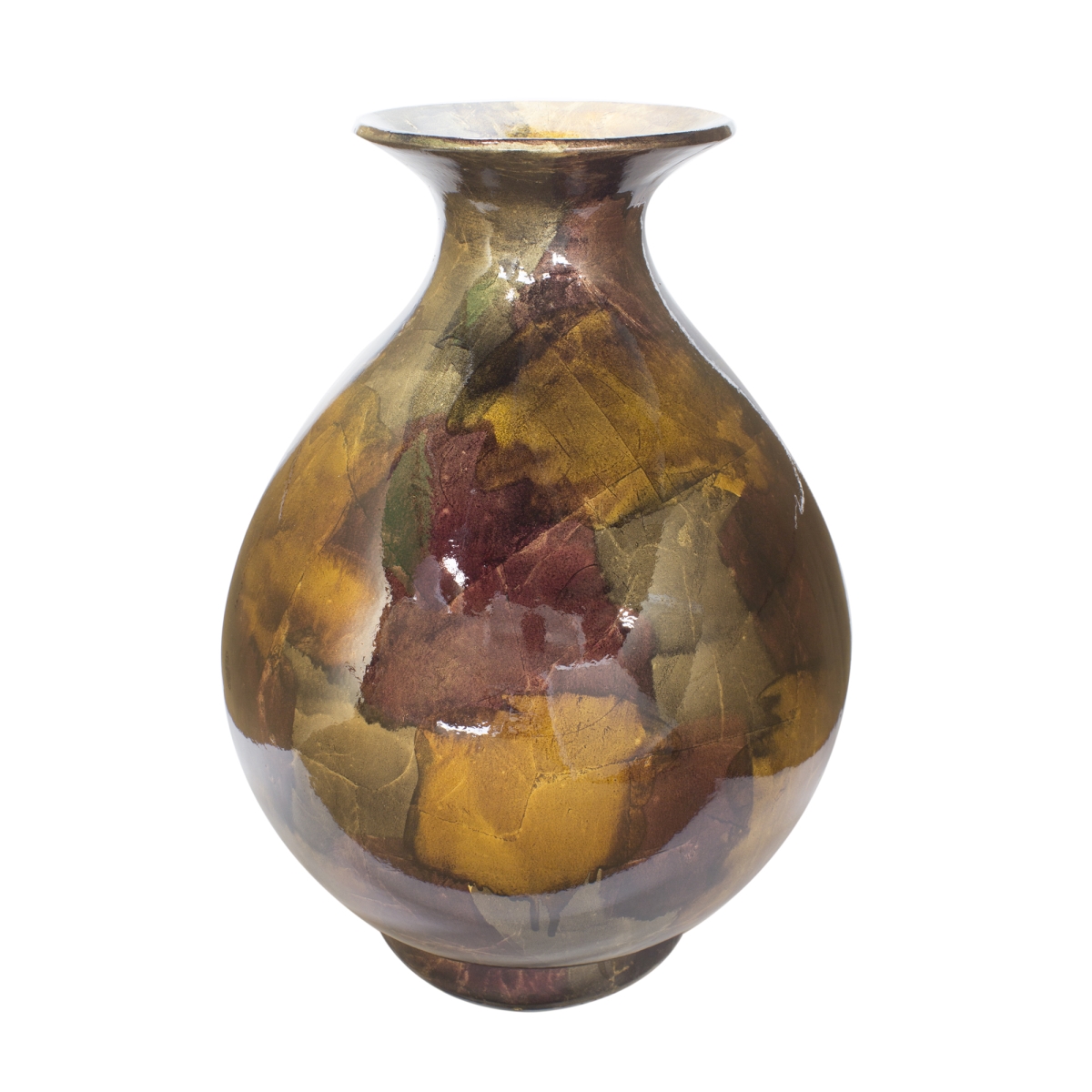 W0763-22 Rachel Foiled & Lacquered Ceramic Round Water Jar Vase, Multi Color