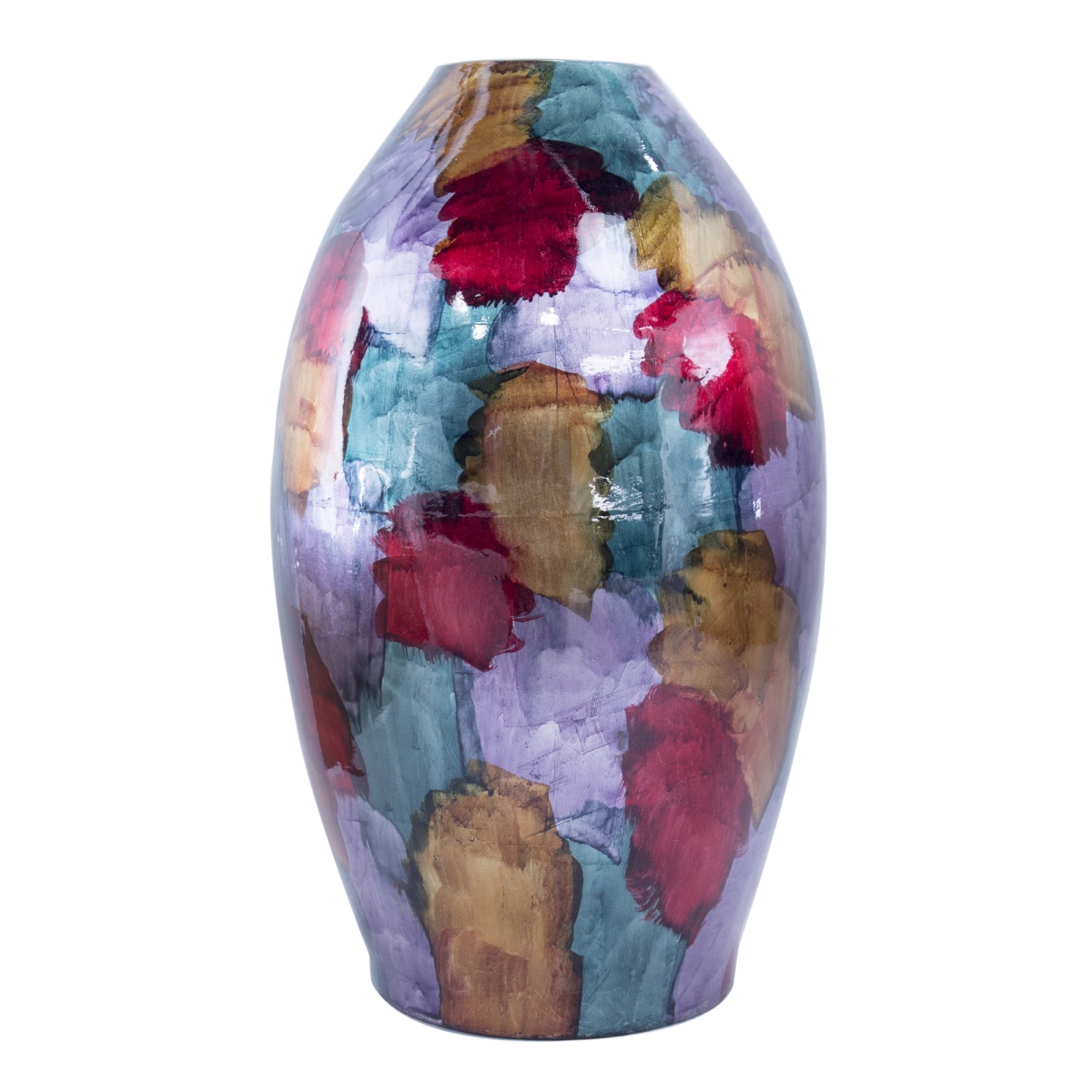 W0792-rupc Meg Foiled & Lacquered Ceramic Tapered Cylinder Floor Vase