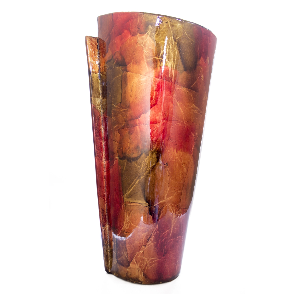 W08339-06 Autumn Foiled & Lacquered Ceramic Tapered Vase