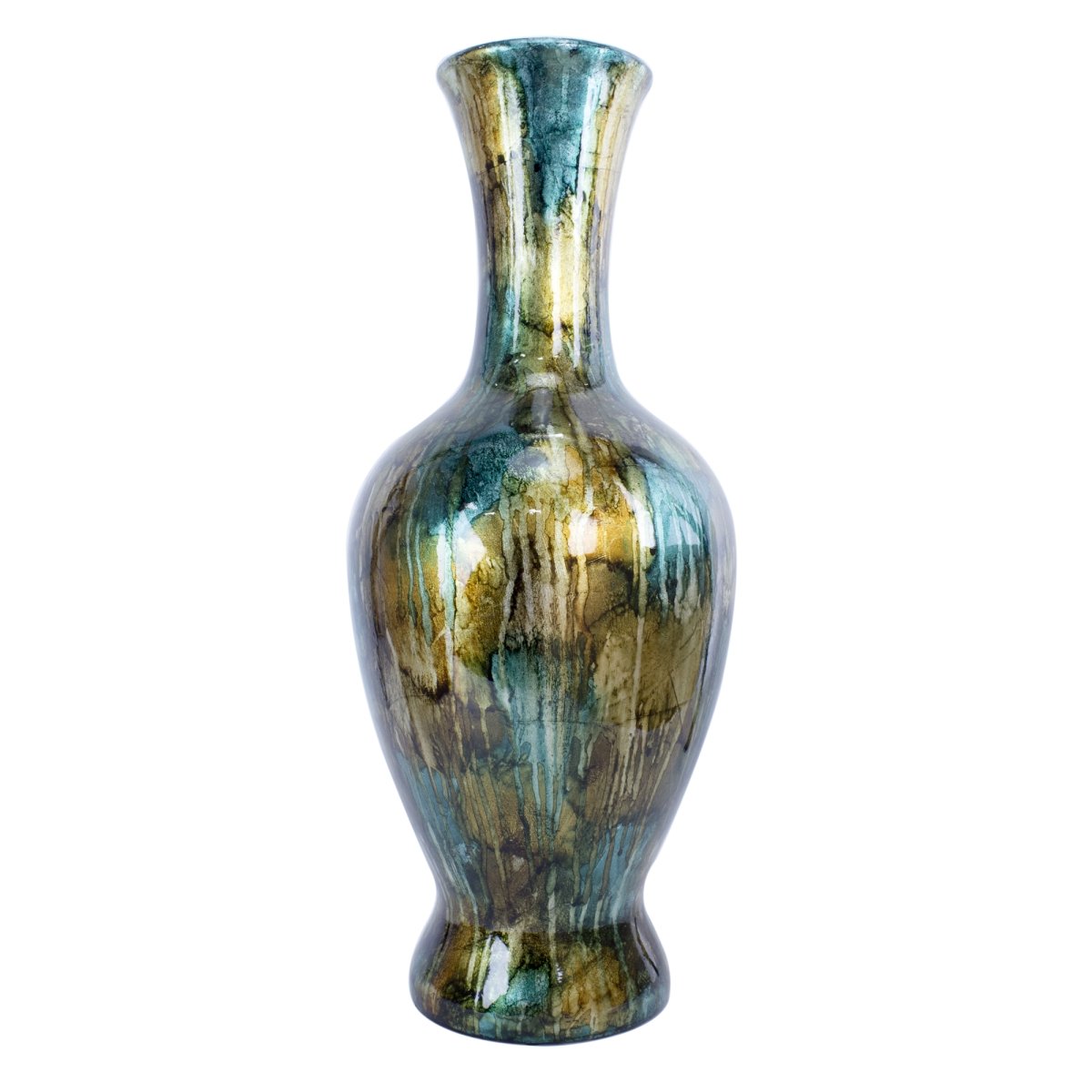20 In. Mary Foiled & Lacquered Ceramic Vase