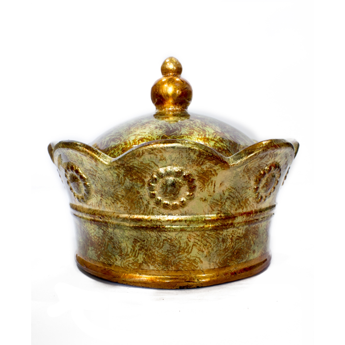 Corona Foiled & Lacquered Ceramic Crown Decorative Box, Gold