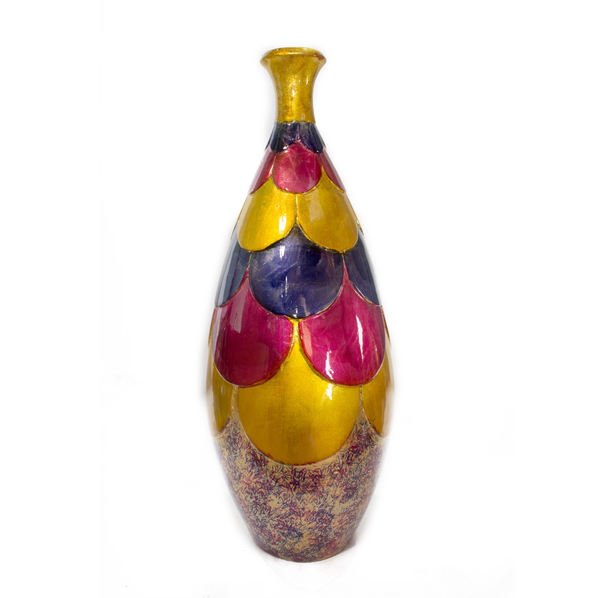 W137791-238 Genie Foiled & Lacquered Ceramic Scalloped Bottle Vase