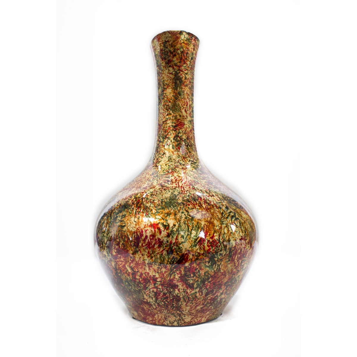 W137792-232 Lester Foiled & Lacquered Ceramic Long Neck Bottle Vase