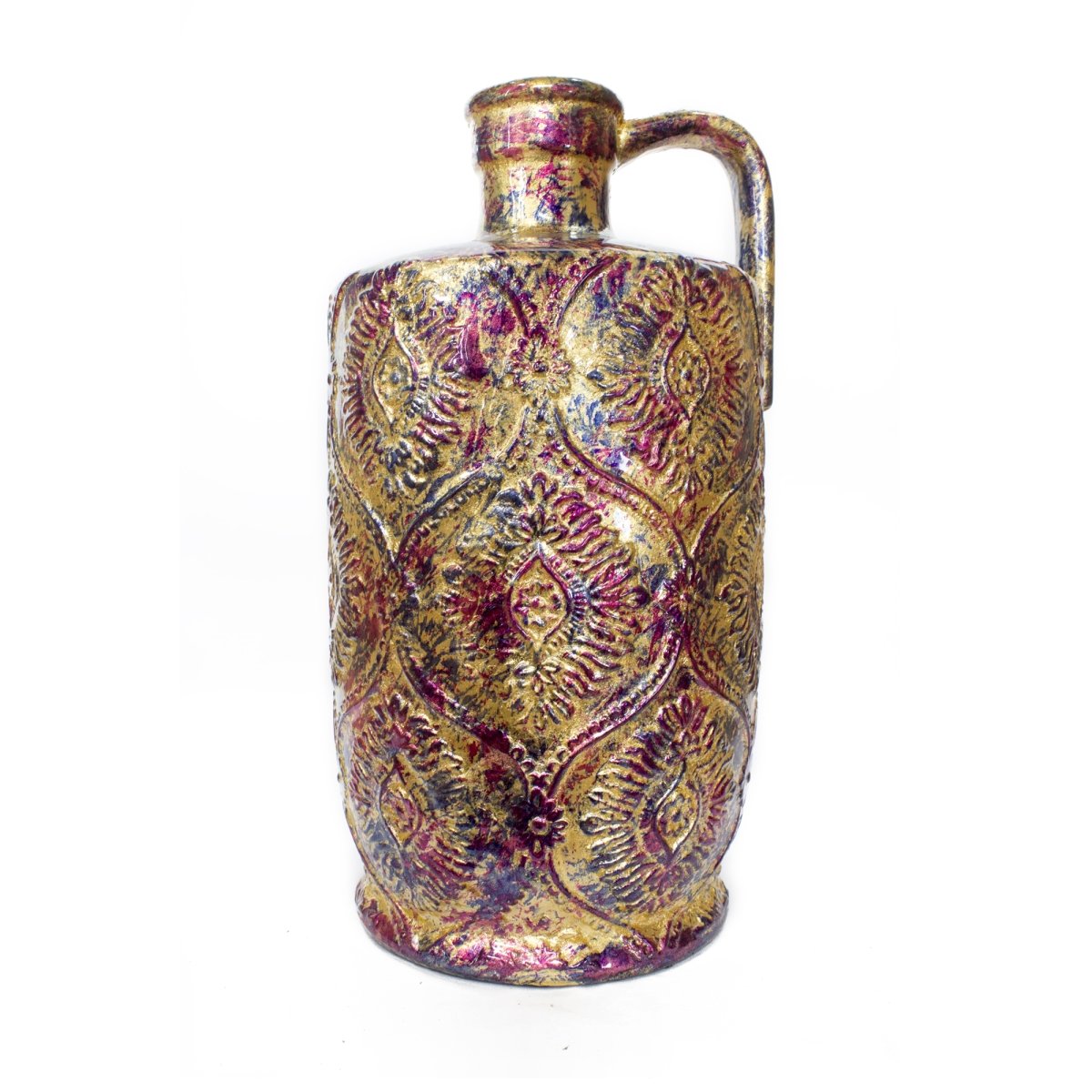 W137822-238 Ayana Foiled & Lacquered Ceramic Damask Stamped Jug Vase