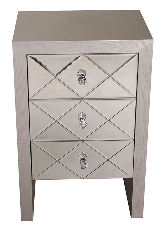 Laurel 3-drawer Mirror Front Accent Cabinet - Silver