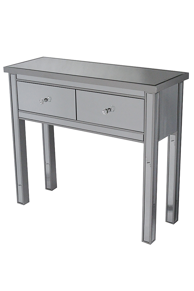 W192108-silvr Emmy 2-drawer Mirrored Console Table - Silver
