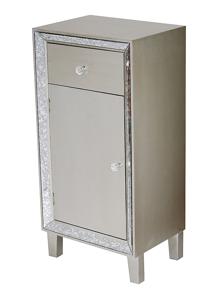 Avery 1-drawer & 1-door Accent Cabinet With Antiqued Mirror Accents - Champagne