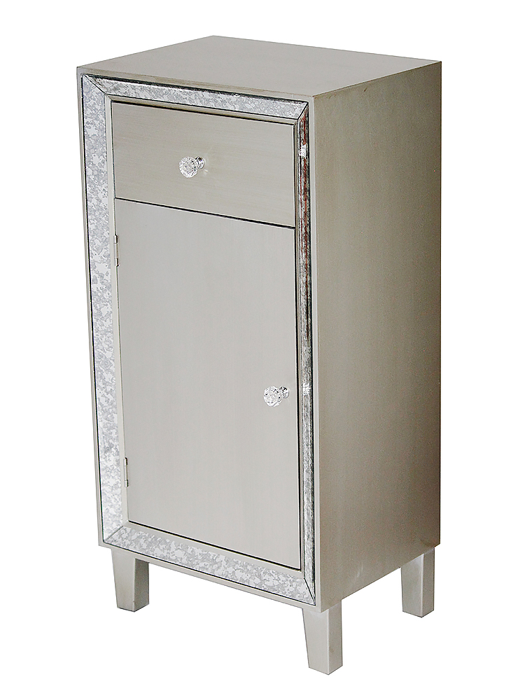 Avery 1-drawer & 1-door Tall Accent Cabinet With Antiqued Mirror Accents - Champagne