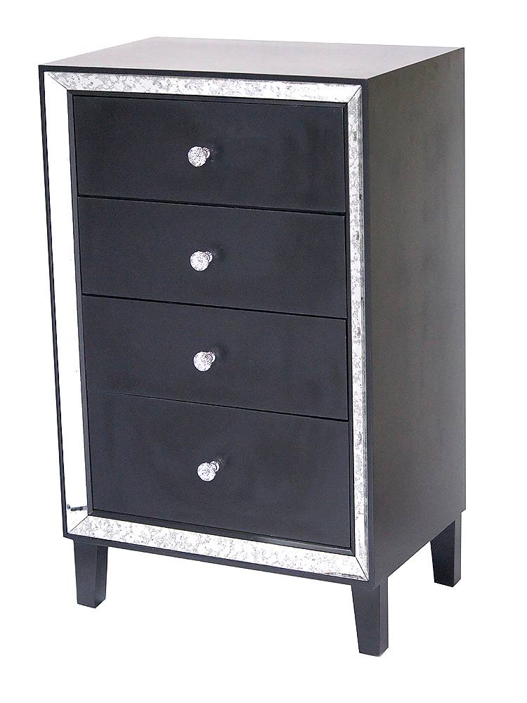 Avery 4-drawer Cabinet With Mirror Accents - Black