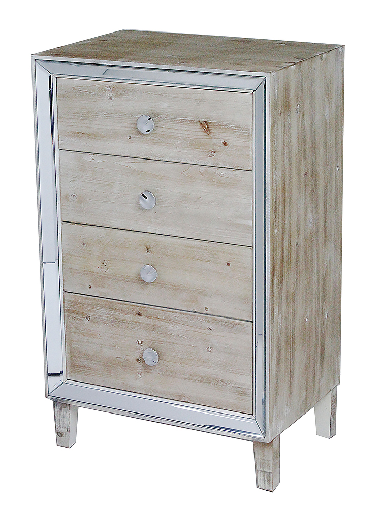Avery 4-drawer Cabinet With Mirror Accents - White Washed