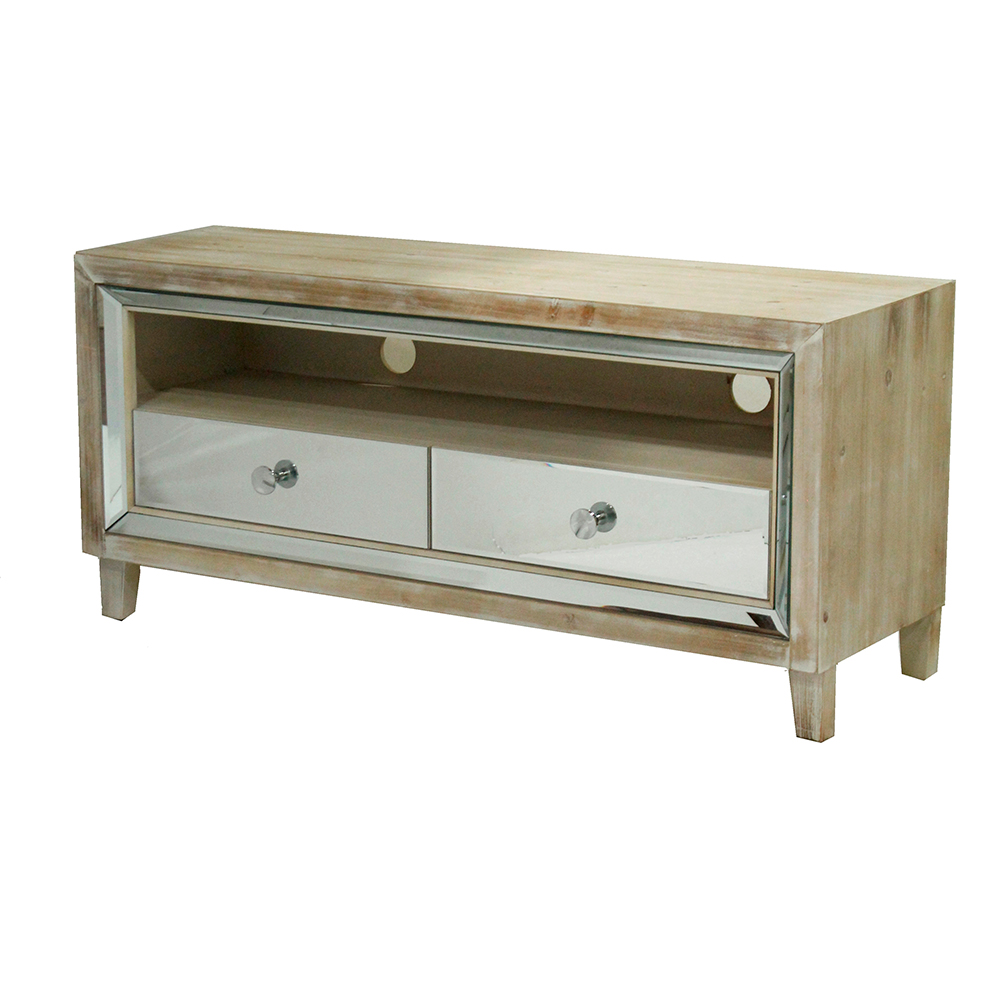 Avery 2-drawer Mirrored Tv Stand - White Washed
