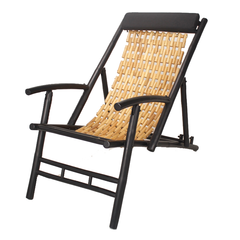 Hilo Bamboo Folding Sling Chair - Black & Natural