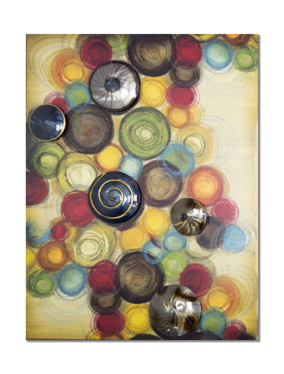 Cirque Large Vertical Wall Panel With 3d Metal Circles - Multi-color