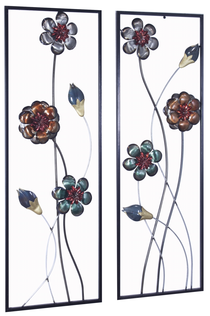 Midnight Garden Buds & Blooms Vertical Wall Panel, Multi-color - Set Of 2