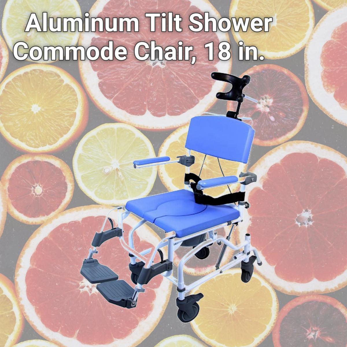 Picture of Healthline 791154430149 Aluminum Tilt Shower Commode Chair, 18 in.