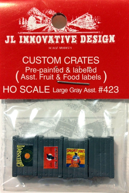 Jli423 Custom Crates With Assorted Fruit & Food Labels, Large - Gray
