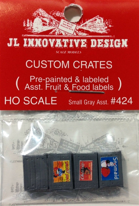 Jli424 Custom Crates With Assorted Fruit & Food Labels, Small - Gray