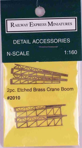 Railway Express Miniatures Rem2010 N Etched Brass Crane Boom Kit, 2 Per Pack