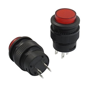 Mnt3312502 Spst Push Button Led Switches With Resistors, Red - Pack Of 2