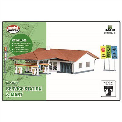 Model Power Mdp1596 N Scale Service Station & Mart Building Kit
