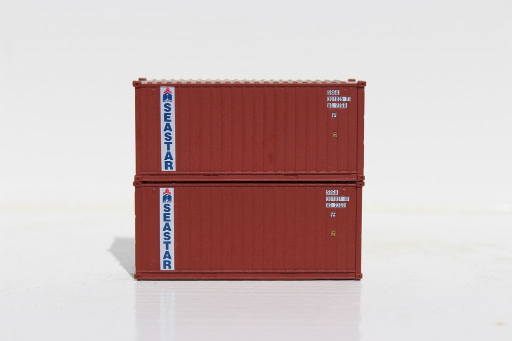 Jtc205343 20 Ft. N Scale Sea Star Standard Height Container With Corrugated Side & Magnetic System - Pack Of 2