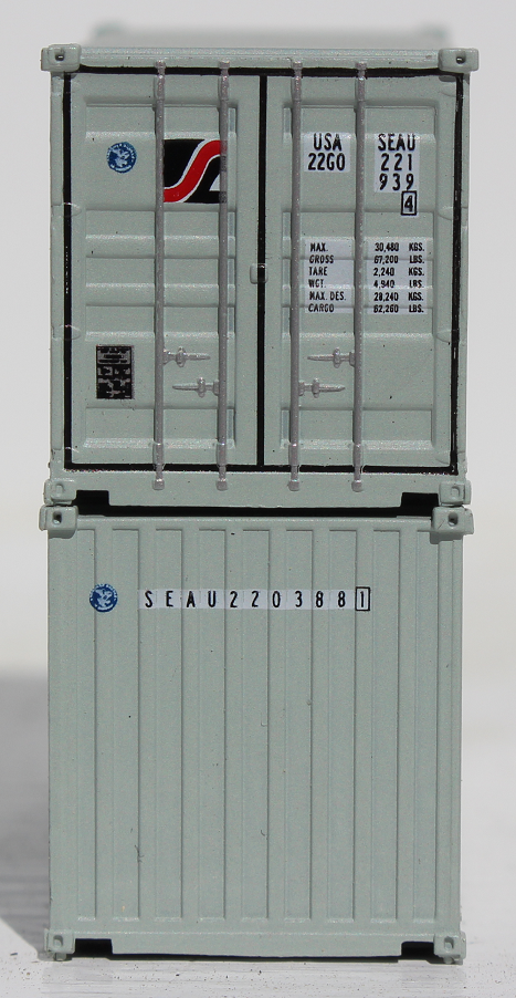 Jtc205344 20 Ft. N Scale Sealand Standard Height Container With Corrugated Side & Magnetic System - Pack Of 2