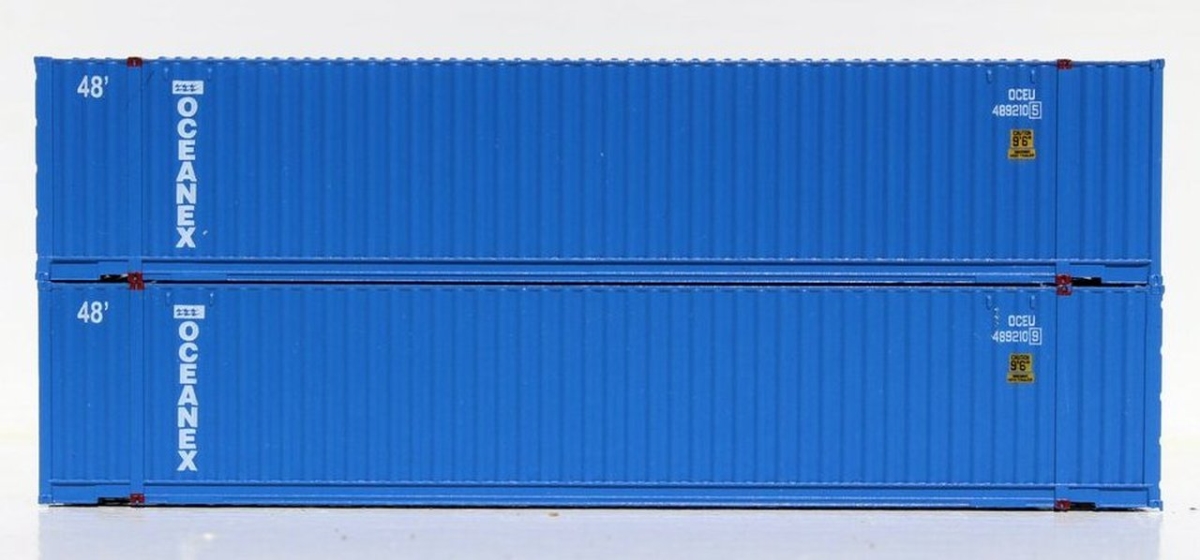 Jtc485013 48 Ft. N Scale Oceanex 3-42-3 Corrugated Container With Magnetic System - Pack Of 2