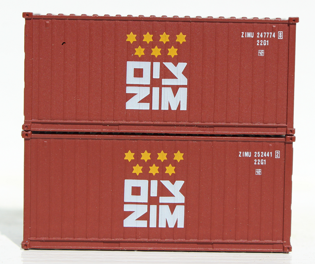 Jtc205341 N Scale Zim 20 Ft. Standard Height Container, Pack Of 2