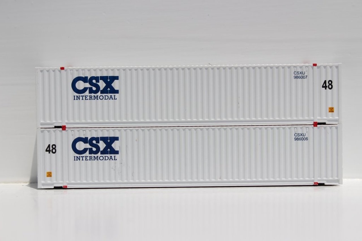 Jtc485002 N Scale Csx Intermodal 48 Ft. High Cube 3-42-3 Corrugated Container With Magnetic System, Large 48 On Front - Pack Of 2