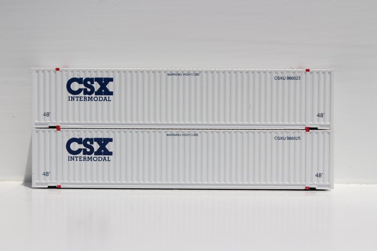 Jtc485009 N Scale Csx Intermodal 48 Ft. High Cube 3-42-3 Corrugated Container With Magnetic System, No 48 On Front - Pack Of 2