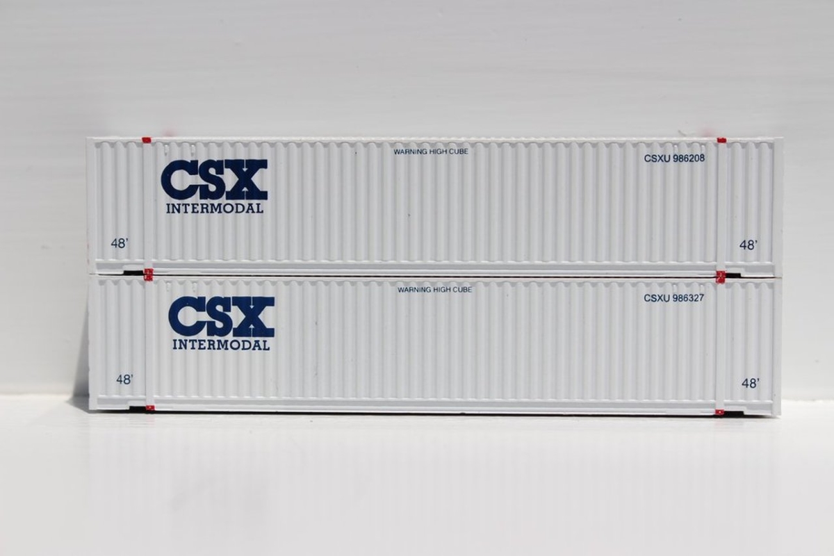 Jtc485010 N Scale Csx Intermodal 48 Ft. High Cube 3-42-3 Corrugated Container With Magnetic System, No Logo On Front - Pack Of 2