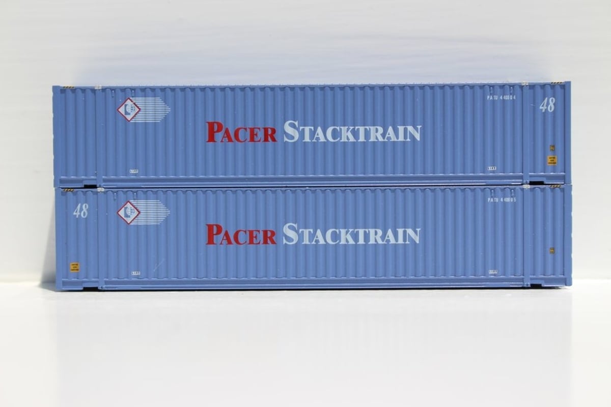 Jtc485017 N Scale Pacer Stacktrain 48 Ft. High Cube 3-42-3 Pcr Style Corrugated Container, Faded Scheme - Pack Of 2