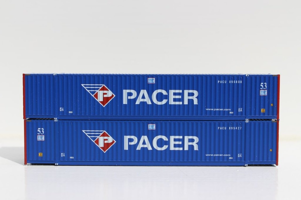 Jtc535020 N Scale Pacer 53 Ft. High Cube 6-42-6 Corrugated Side Container With Magnetic System & Ibc Pins, Pack Of 2