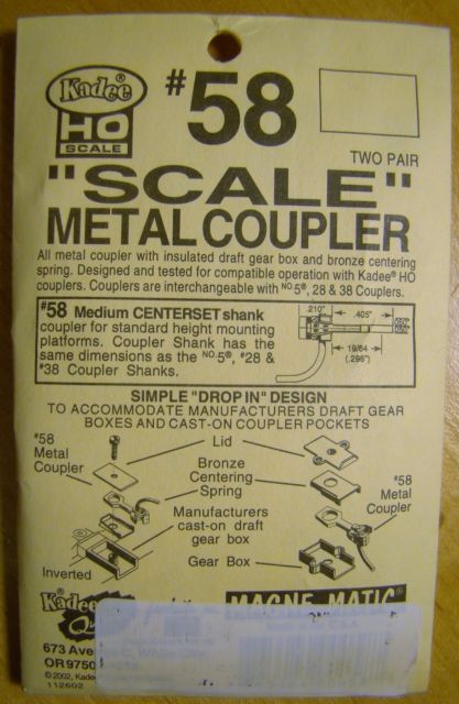 Kad58 Ho Scale Metal Coupler
