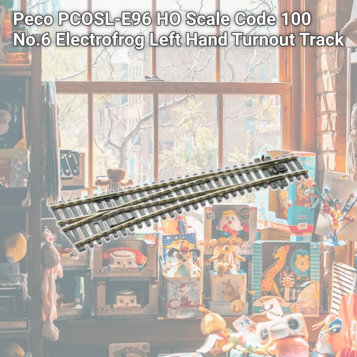 Picture of Peco PCOSL-E96 HO Scale Code 100 No.6 Electrofrog Left Hand Turnout Track