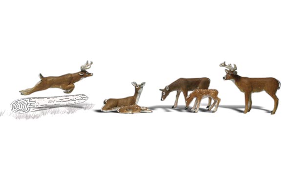 Woo1884 Deer - Ho Scale, 6 Piece