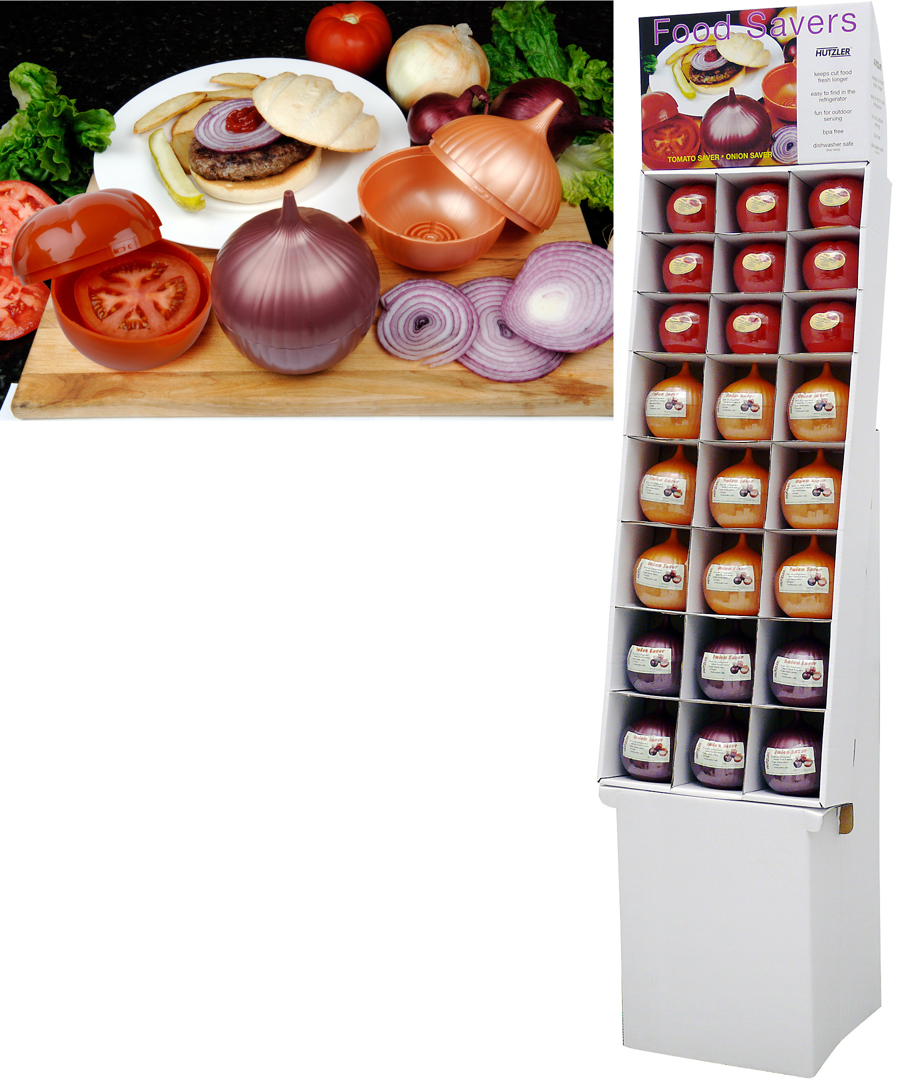 24-5759 Tomato & Onion Saver Floor Display (24 Pack) 9 Ea Tomato Savers 15 Ea Onion Savers