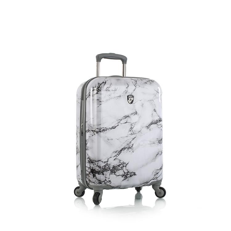 13083-3167-21 21 In. Bianco White Marble Fashion Spinner Luggage, Stone Print