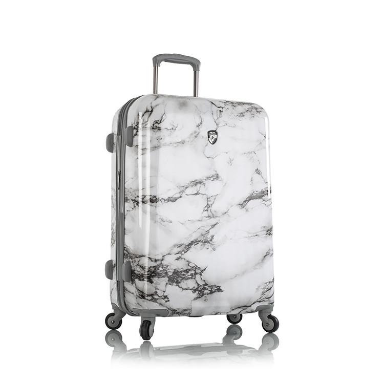 13083-3167-26 26 In. Bianco White Marble Fashion Spinner Luggage, Stone Print
