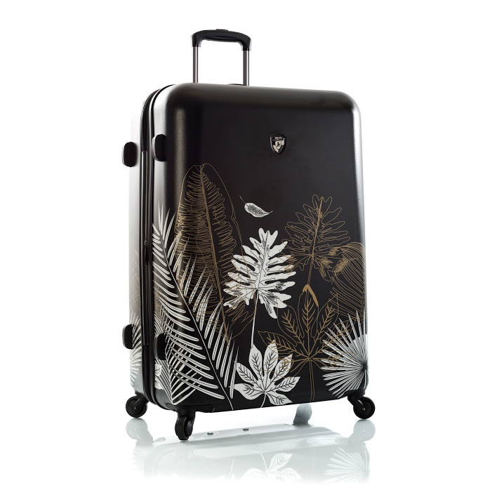 13113-3194-30 30 In. Oasis Leaf Fashion Spinner Luggage, Black & Gold