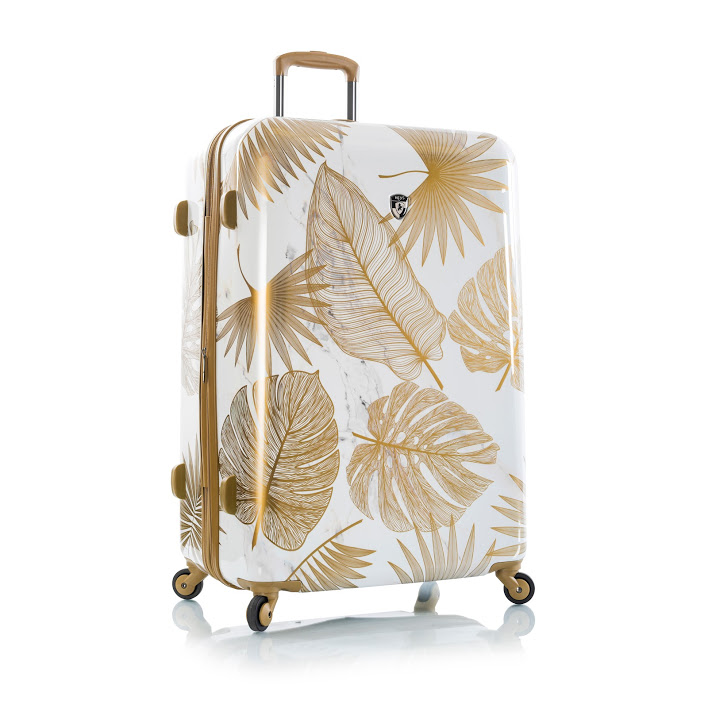 13113-3195-30 30 In. Oasis Leaf Fashion Spinner Luggage, White & Gold