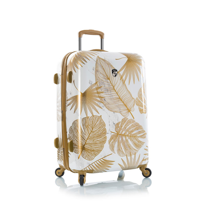 13113-3195-26 26 In. Oasis Leaf Fashion Spinner Luggage, White & Gold