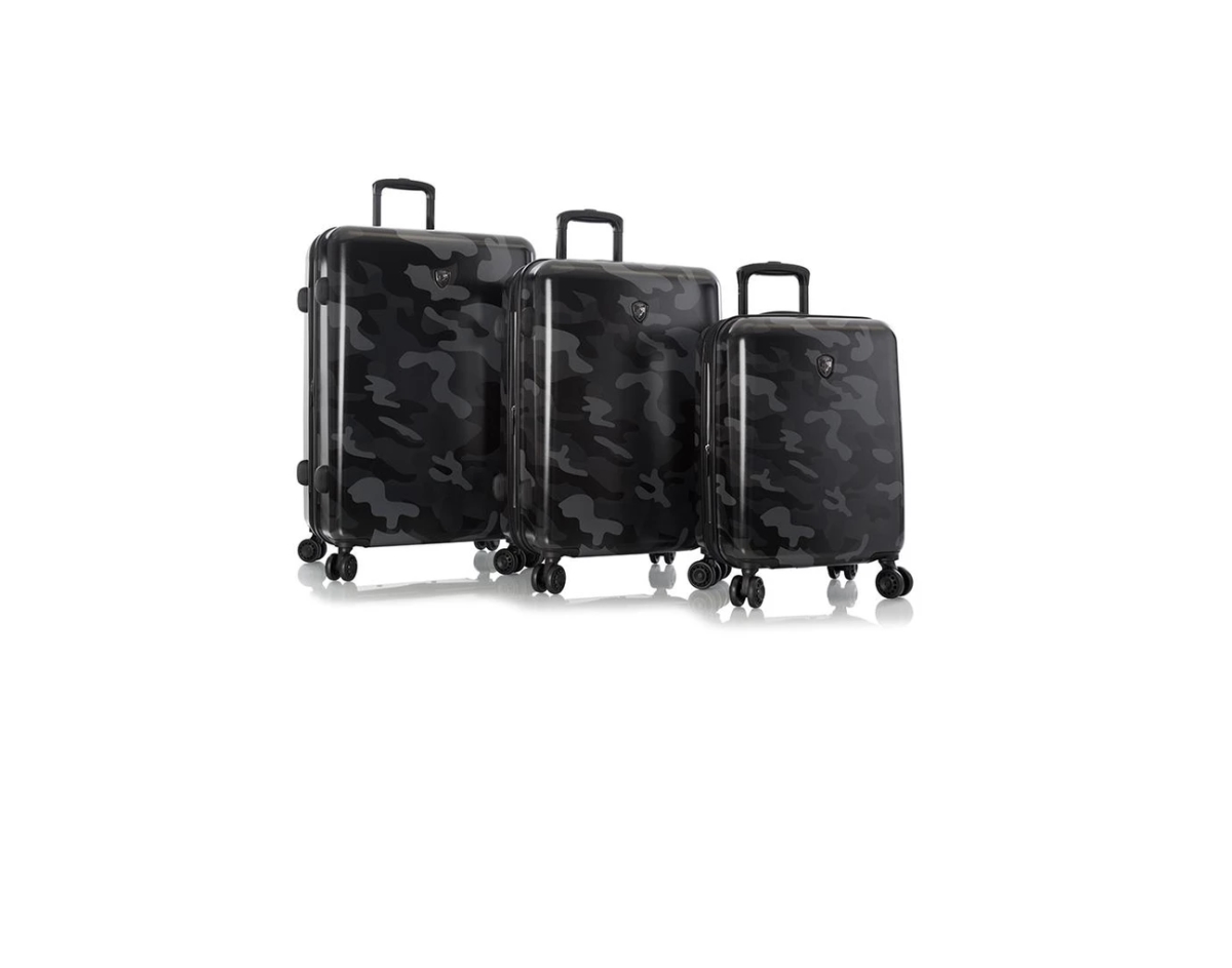 13119-3045-s3 Camo Fashion Spinner Suitcase Set, Black - 3 Piece
