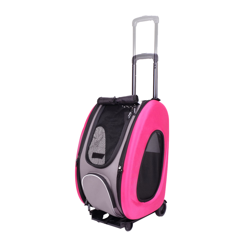 Picture of Ibiyaya FS1009-P 5-in-1 EVA Pet Carrier-Stroller Dog-Cat Sling Bag Backpack with Wheels&#44; Car Booster Combo&#44; Pink - Small