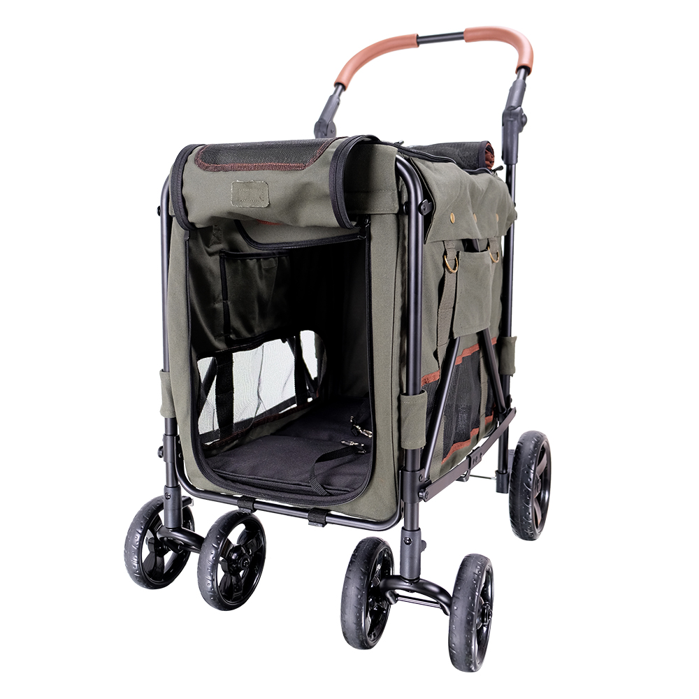 Picture of Ibiyaya FS1880-AG Gentle Giant Pet Wagon Stroller with 4-Wheel Detachable Carrier Wagon for Medium-Large Dogs&#44; Army Green