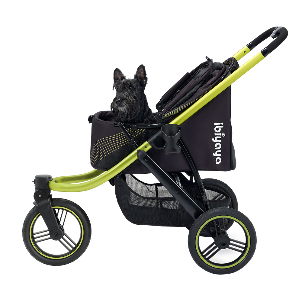 Picture of Ibiyaya FS2149-B Beast Pet Jogging Stroller with 3-Wheel All-Terrain Dog-Cat Pram with Double Breaks&#44; Jet Black - Large