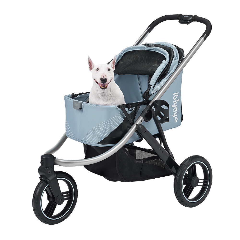 Picture of Ibiyaya FS2149-G Beast Pet Jogging Stroller with 3-Wheel All-Terrain Dog-Cat Pram with Double Breaks&#44; Flash Gray - Large