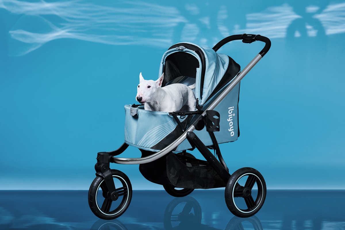 Picture of Ibiyaya FS2149-G Beast Pet Jogging Stroller with 3-Wheel All-Terrain Dog-Cat Pram with Double Breaks&#44; Flash Gray - Large
