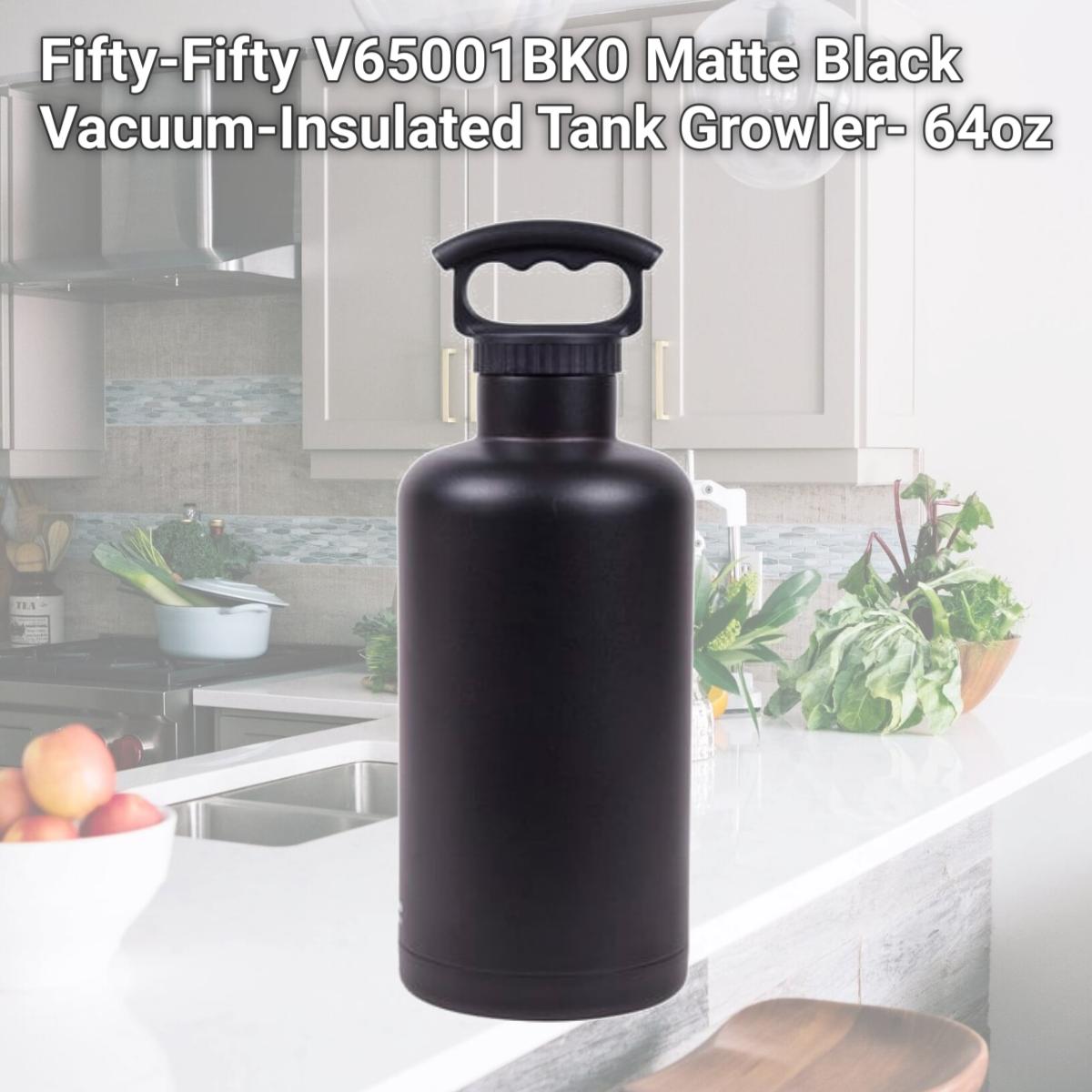 Picture of Fifty-Fifty V65001BK0 Matte Black Vacuum-Insulated Tank Growler- 64oz 