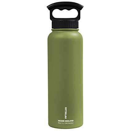 V40006ol0 Olive Green Vacuum Insulated Bottle - 3 Finger Grip Lid - 40 Oz Pack Of 4